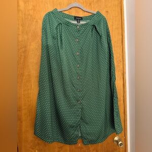 Who What Wear Green Polka Dot Midi Skirt, Size 8